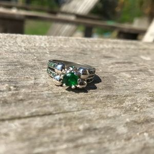Green stone skull ring